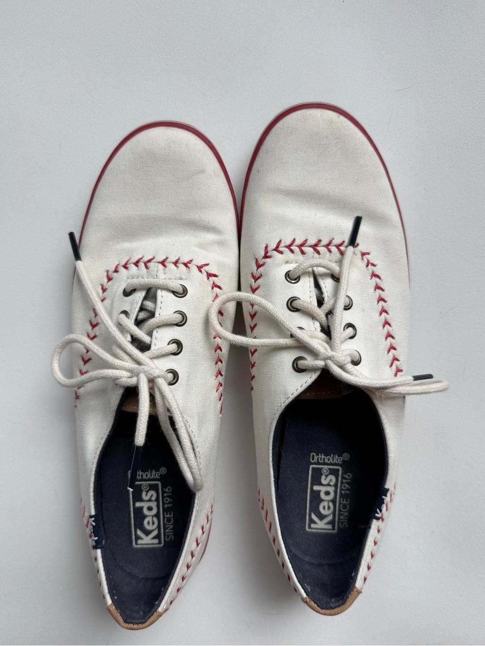 KEDS Baseball Stitch Pattern Low Top Sneakers Laced Shoes Women's Size 7.5